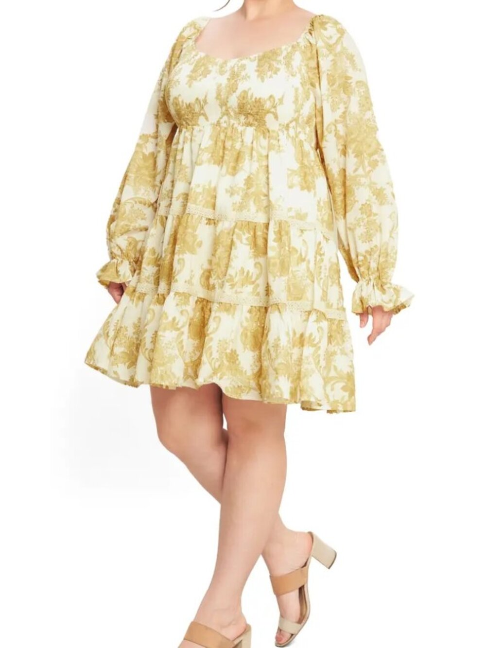 NWOT Flying Tomato Golden Floral Paisley Dress, sx 2X